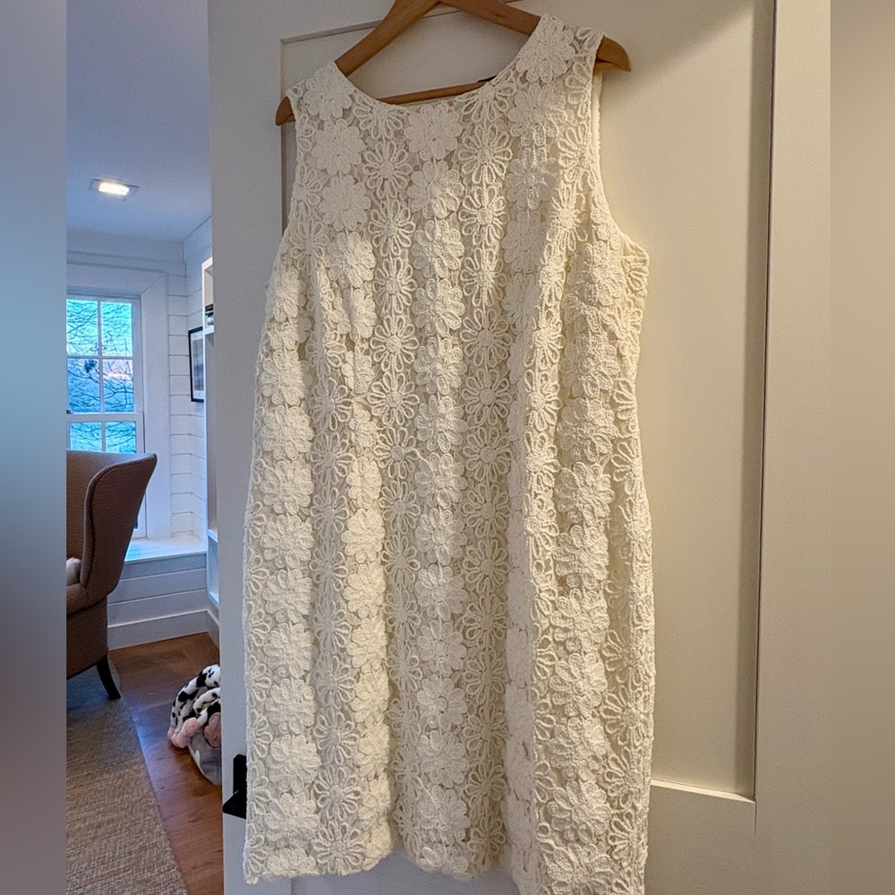 Marina Rinaldi Ivory Crochet Lace Dress. Size 16W - Worn once